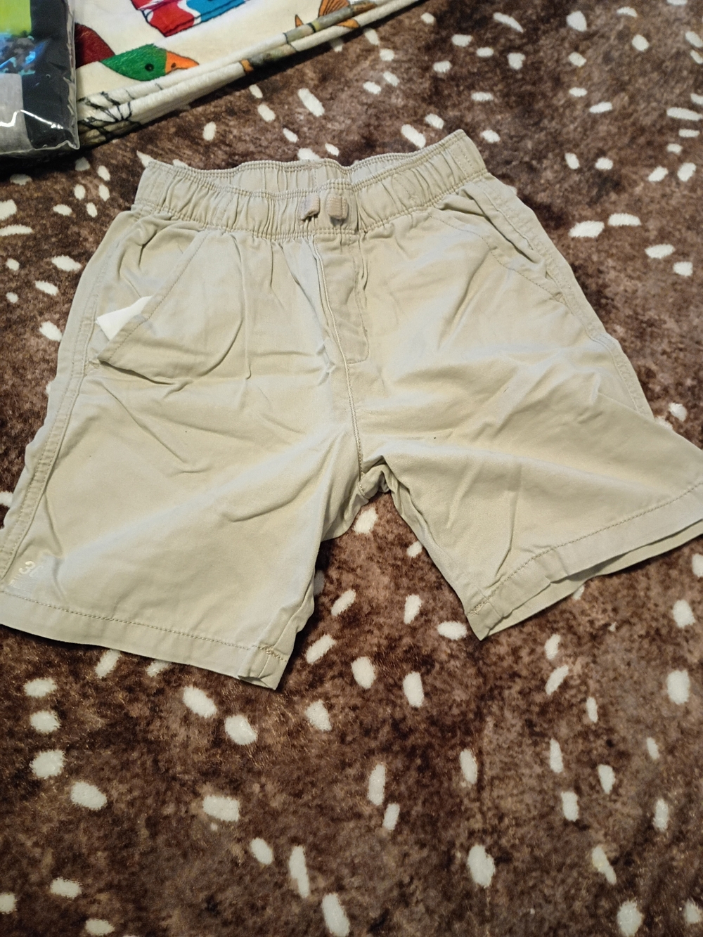 Kids Elastic-Waist Tan Shorts with Front Pockets